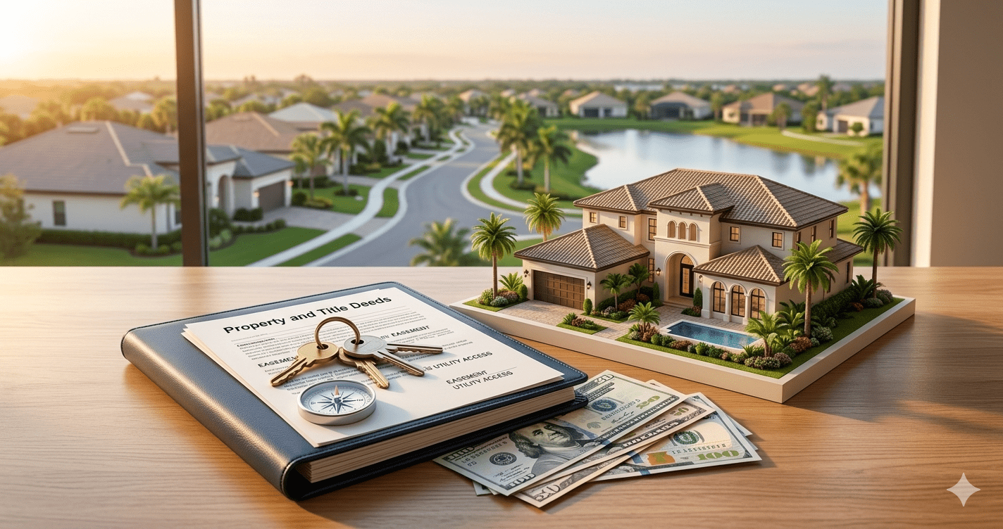 Florida homeowner reviewing property easement documents with an estate planning attorney in Orlando